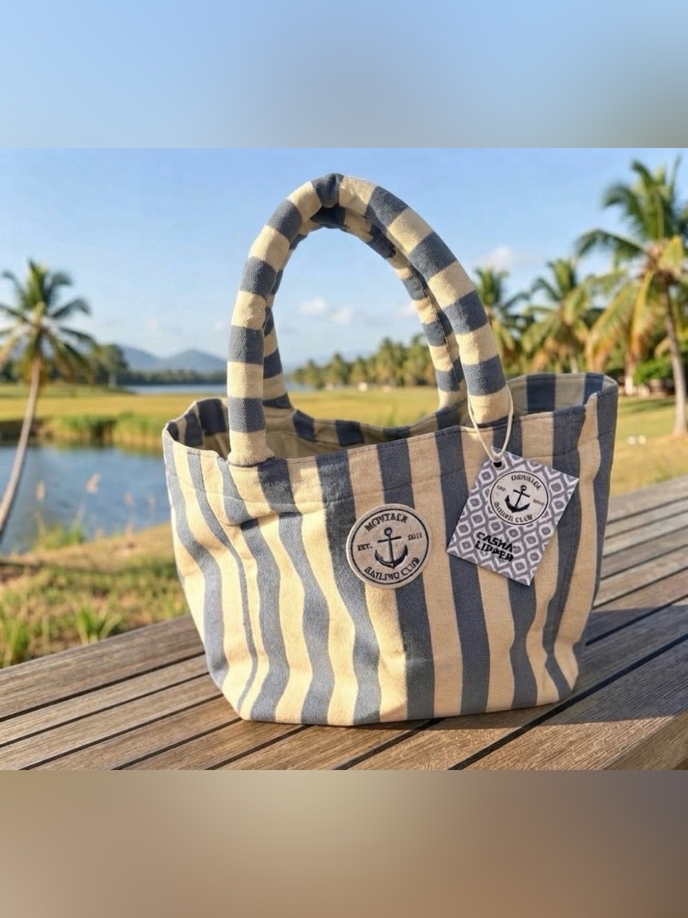 Nautical tote bag with anchor details